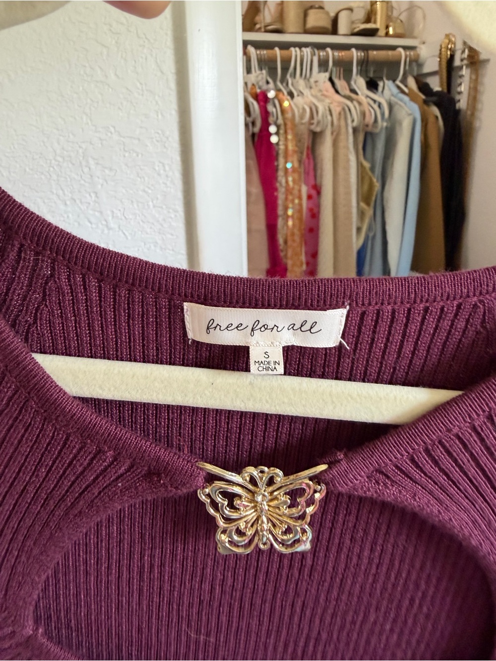 Ribbed Cutout Midi Dress in Deep Plum - Women's - Picture 4 of 5